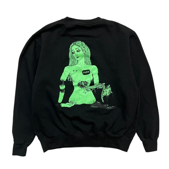 Phem Pheelings Graphic‎ Crewneck Sweatshirt Black Green L Concert Band Indie Pop - Picture 4 of 9